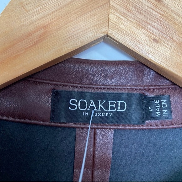 Soaked Faux Leather Brown Mini Dress | Contemporary Western Short Sleeve Small - Picture 5 of 14